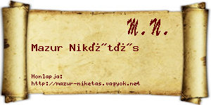 Mazur Nikétás névjegykártya